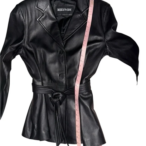 Kenneth Cole Reaction Black 100% Leather Jacket Size Large - Picture 4 of 6